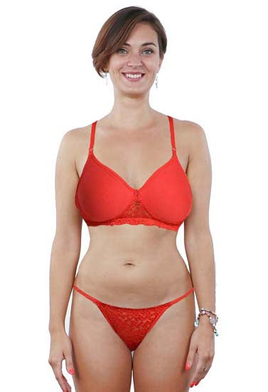 Sexy red padded bra thong set - My Vastra