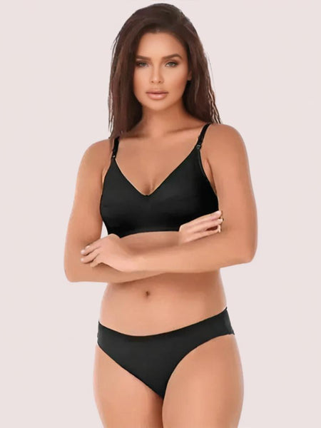 Timeless Black Cotton Bra Set