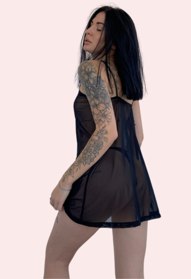 Sheer Black Negligee Night Dress for Plus Size - My Vastra