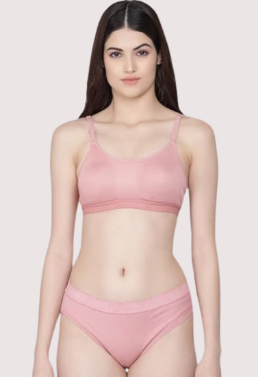 Wire-Free Women's Cotton Sports Bra Panty Set - My Vastra