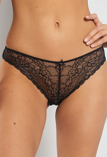 Black See Through Fishnet Lace Brief - My Vastra