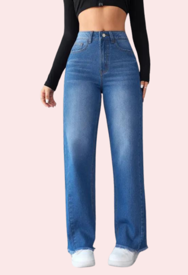 Wide-Leg Casual High-Waist Non-Elastic Jeans for Women - My Vastra