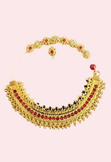 Elegant Gold-Plated Garhwali Nath – Big Size Tradition - My Vastra