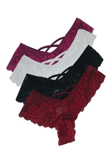 Elegant Lace Thongs Underwear Pack (of 4) - My Vastra