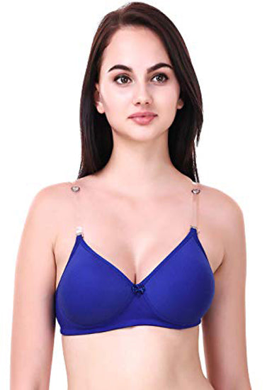 Blue Transparent Strap Bra - My Vastra