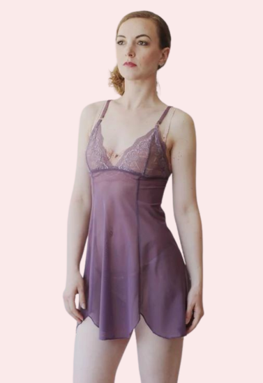 Sheer Mesh Nightgown Slip for Plus Size Women - My Vastra
