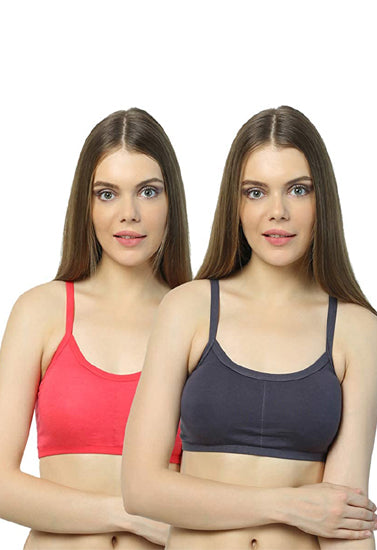 2-Pack Cotton Cage Strap Back Sports Bra - My Vastra