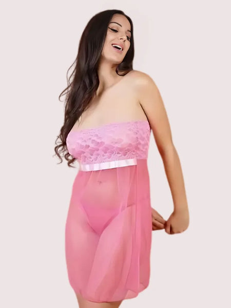Pink Lace & Sheer Seduction Babydoll