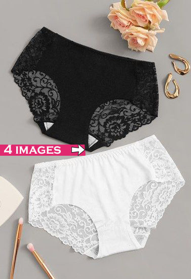 Black & White Value Pack Of 2 Lace Brief - My Vastra