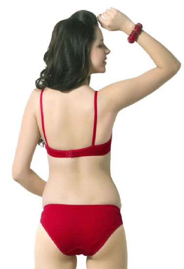 Cute Solid Red Pure Cotton Bra Panty Set - My Vastra