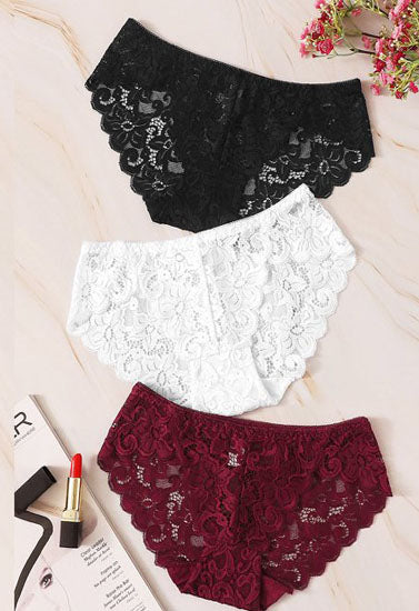 3 pack Lace Flowers hipster Panties - My Vastra