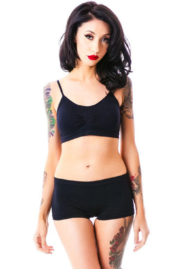 Sporty Spaghetti Strap Sports Bra Matching Boyshort - My Vastra