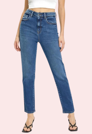Women's High Rise Classic Slim Straight Denim Jeans - My Vastra