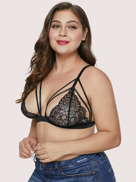 Élégance Sensuelle Plus Size Strappy Lace Bralette