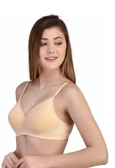Women Beige Full Coverage Lightly Padded Bra - My Vastra