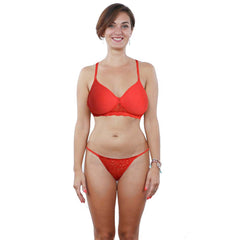 Sexy red padded bra thong set - My Vastra