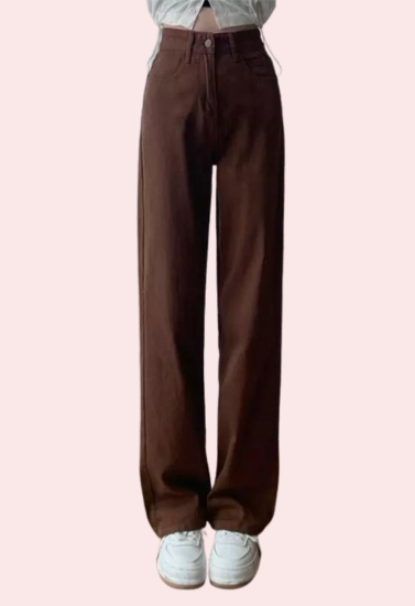 Women's Brown High Rise Wide Leg Loose Denim Jeans - My Vastra