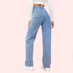 Women's Fashionable Washed High Waist Straight Jeans - My Vastra