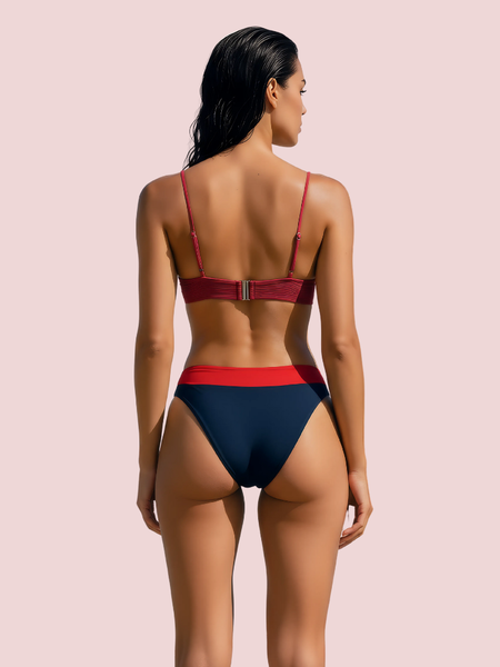 Sporty V-Neck Bralette Bikini Topa with Thin Straps (Top Only)