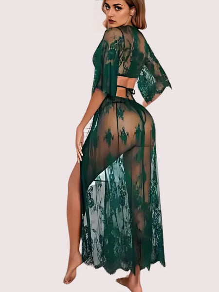 Stylish Sheer Net Top and Skirt Set