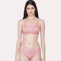 Wire-Free Women's Cotton Sports Bra Panty Set - My Vastra