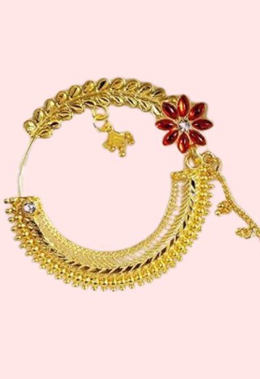 Classic Gold Plated Round Nath from Uttarakhand - My Vastra