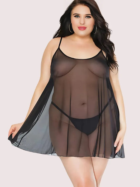 Plus Size Sheer Black Chemise