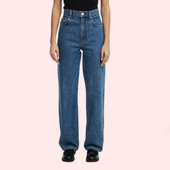 Smokey Blue Denim Loose Fit Straight Jeans for Women - My Vastra