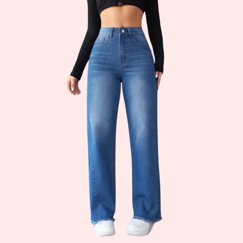 Wide-Leg Casual High-Waist Non-Elastic Jeans for Women - My Vastra