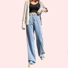 Women's Stylish High Waist Wide Leg Straight Jeans - My Vastra