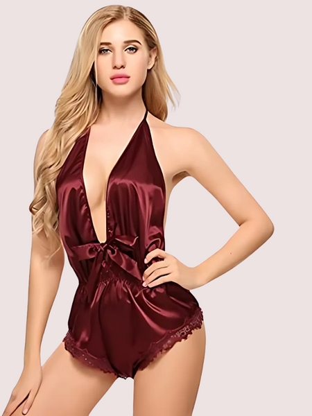 Seductive Red Satin Lingerie