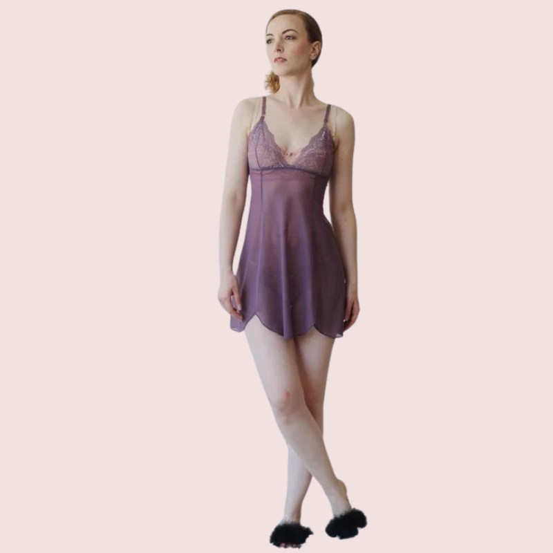 Sheer Mesh Nightgown Slip for Plus Size Women - My Vastra