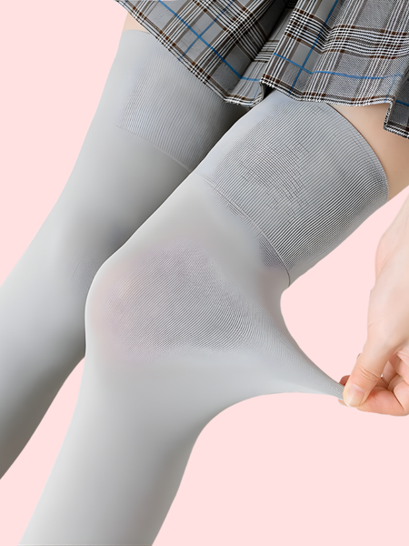 StretchFit Comfort Thigh-High Stockings Duo (Grey + Black) – Pack of 2