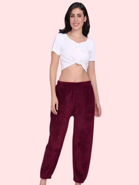 Solid Warm Wool Ladies Pajama (Pack of 2)