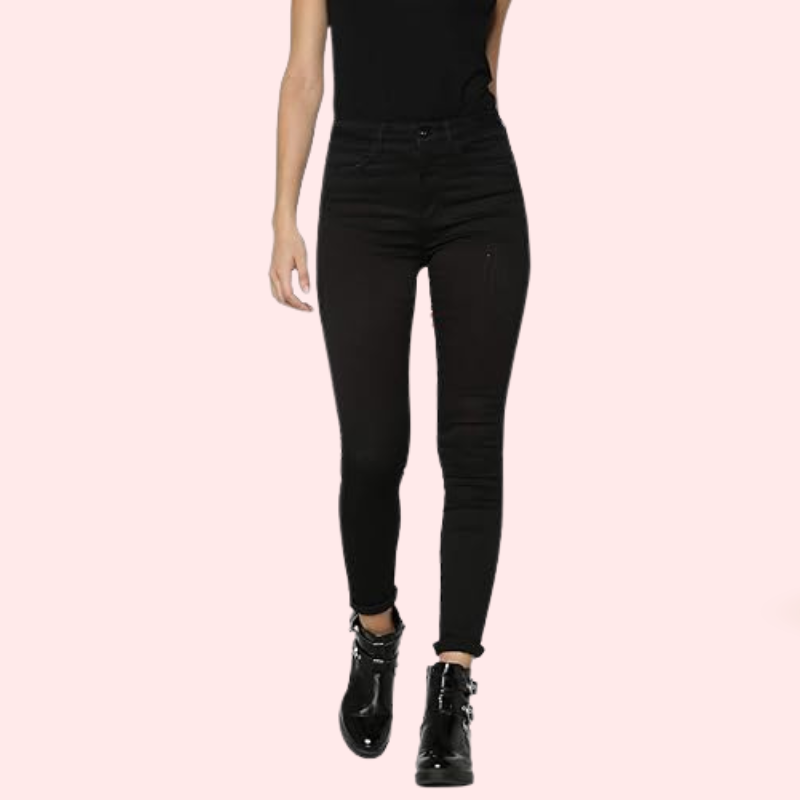 Women's Classic High Waist Royal Black Skinny Jeans - My Vastra