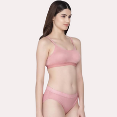 Wire-Free Women's Cotton Sports Bra Panty Set - My Vastra