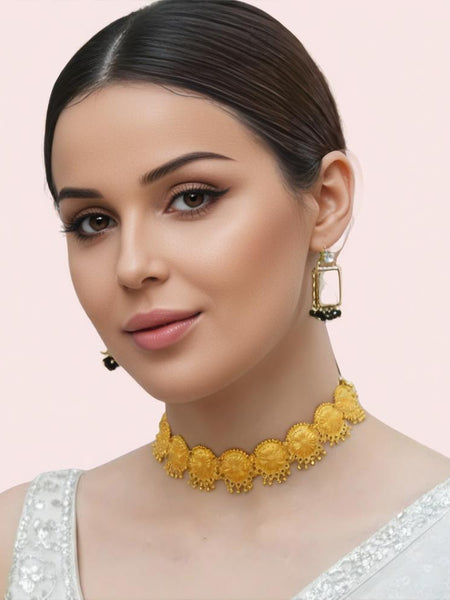 Royal Sunburst Gold-Plated Bridal Choker Necklace