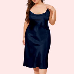 4XL 5XL Plus Size Satin Cowl Neck Dress - My Vastra