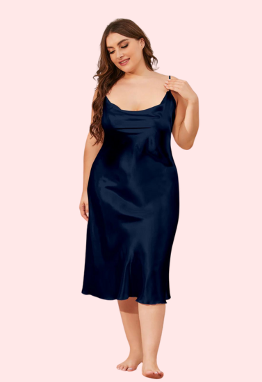 4XL 5XL Plus Size Satin Cowl Neck Dress - My Vastra