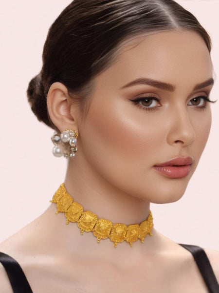 Temple Royale Gold-Plated Goddess Motif Choker Necklace