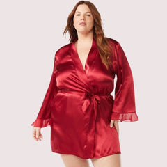 5XL-6XL Maroon Japanese Silk Satin Robe - My Vastra