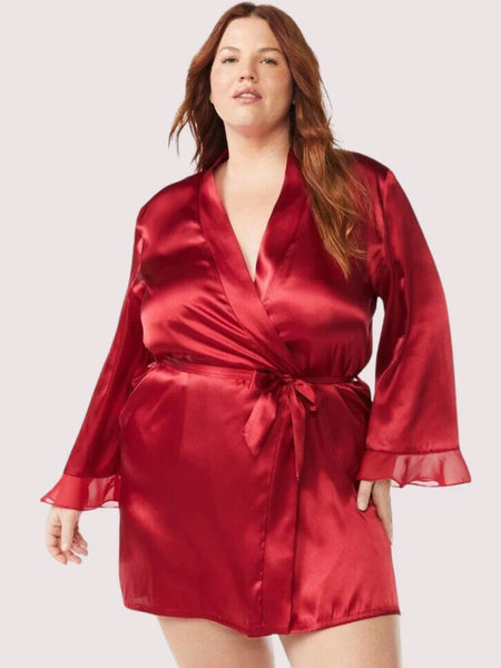 5XL-6XL Maroon Japanese Silk Satin Robe - My Vastra