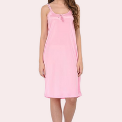 Stylish Knee-Length Pink Satin Nighty - My Vastra