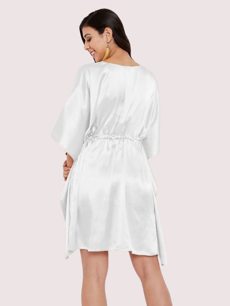 5XL - 6XL White Silk Satin Maxi Gown - My Vastra