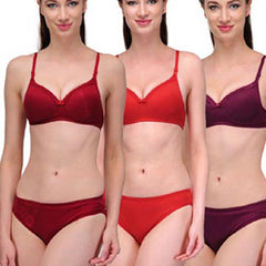 Elegant Solid Color Bra Sets ( Pk of 3) - My Vastra