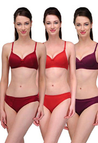 Elegant Solid Color Bra Sets ( Pk of 3) - My Vastra