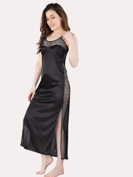 Elegant Lace Seductive Black Nightgown - My Vastra