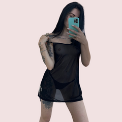 Sheer Black Negligee Night Dress for Plus Size - My Vastra