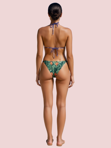 Classic String Halter Bikini Bra with Abstract Print (Top Only)
