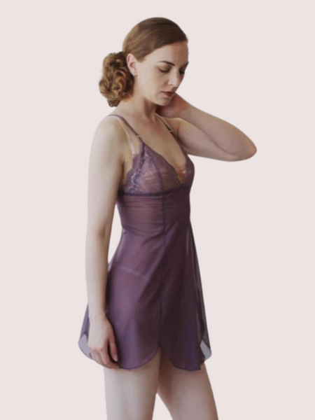 Sheer Mesh Nightgown Slip for Plus Size Women